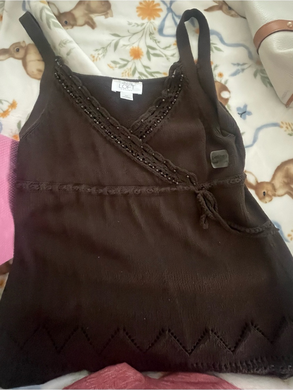 LOFT Chocolate Brown Knit Wrap Tank